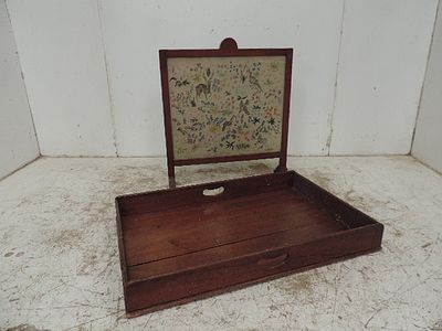 Georgian Mahogany Butler's Tray & Embroidery Fire Screen