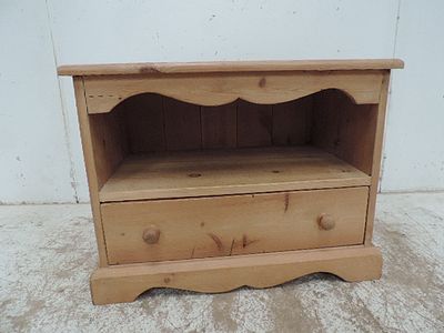 Polished Pine Side Cabinet with Drawer