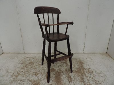 Victorian Stained Elm Farmhouse Kitchen Child's High Chair