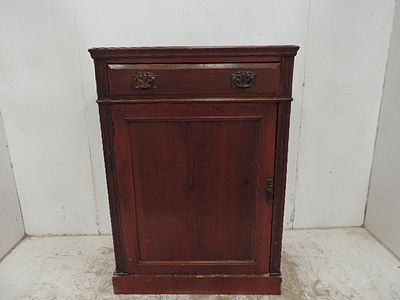 Edwardian Mahogany Single Drawer & Door Cupboard with Drop Handles