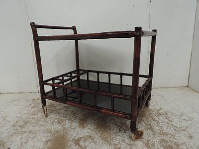 Vintage Stained Bamboo Cocktail / Drinks Trolley