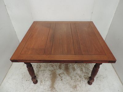 Edwardian Oak Drawer Leaf Dining Table on Turned Legs