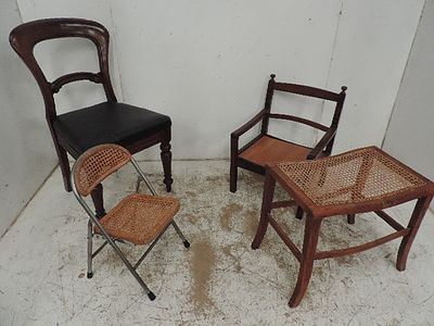 Victorian Mahogany Balloon Back Dining Chair, Two Children's Chairs Plus Cane Seat Dressing Stool