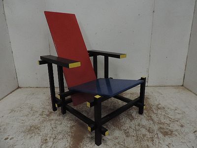 Mid 20th Century Gerrit Thomas Rietveld Red, Blue & Yellow Open Frame Lounge Chair