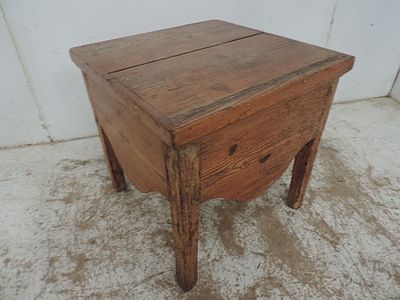 Antique Stripped Pine Fitted Folding Lid Commode