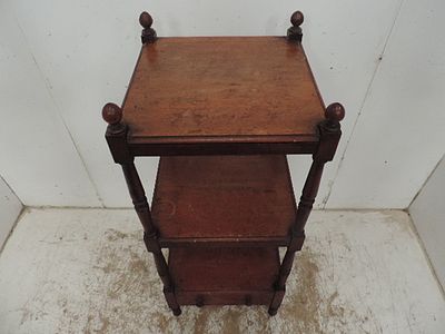 19th Century Mahogany Three Tier Watnot with Drawer on Turned Supports