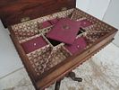Victorian Figured Walnut & Satinwood Inlay Fitted Sewing / Work Box on Four Leg Single SupportImage - 2