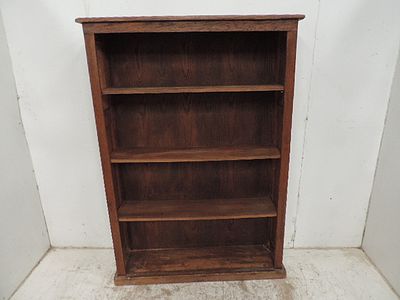 Edwardian Oak Four Shelf Open Adjustable Bookcase