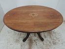 Victorian Walnut & Satinwood Marquetry Oval Tip Top Breakfast Table on Four Splayed LegsImage - 1