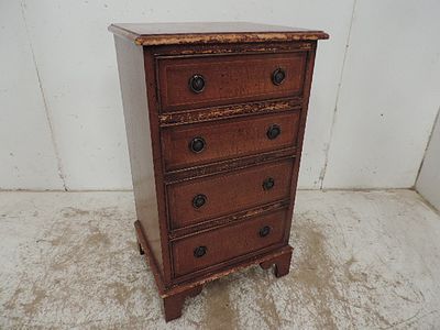 Small Reproduction Pale Mahogany Four Drawer Chest with Ring Handles