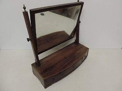 Regency Mahogany Dressing Table Top Swing Mirror on Bow Drawer Stand