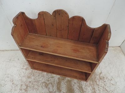 Small Antique Pine Shelf / Plate Rack with Tongue & Groove Back