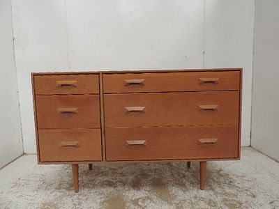 1960's John & Sylvia Reid Stag Concorde Range Double Chest of Three Drawers Oak Beech