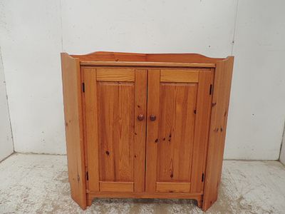 Low Polished Pine Corner Cupboard / Unit