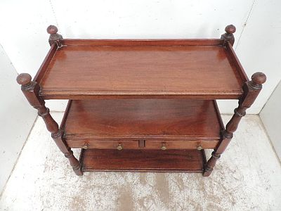Victorian Mahogany Three Tier Dining Room Buffet with Two Drawers