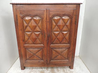 19th Century French Cherry Wood Carved Double Door Dining Room Cupboard