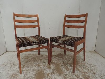 Pair of Mid Century Three Ladder Back Kitchen Chairs