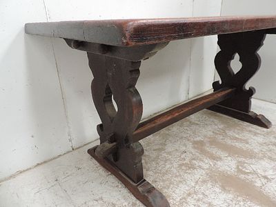 Arts & Crafts Solid Oak Refectory Dining Table with Stretcher