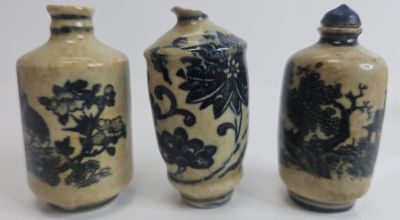 Chinese Qing Dynasty Snuff Bottles. incldues: (3) Grouping of Three Qing Dynasty Snuff Bottles. 