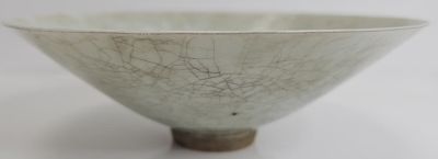 Chinese Longquan Celadon Bowl. Chinese Longquan Celadon Stoneware Bowl With Carved Lotus Blossom 
