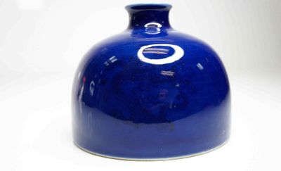 Antique Chinese Brush Washer. Chinese porcelain brush washer with a rich cobalt-blue monochrome 