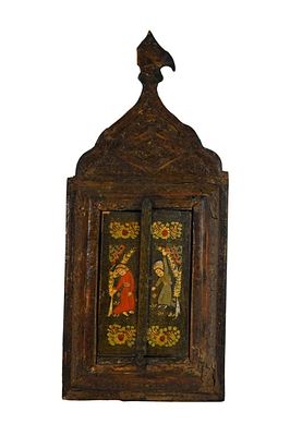Persian Qajar Period Wood, Paper Mache Mirror 1800. Persian Qajar period wood mirror featuring a 