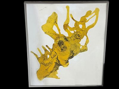Edgar S. Baum Abstract Painting Mid-Century Mod. Abstract painting by Edgar S. Baum featuring 