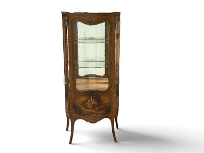 French Louis XV Vitrine Curio (Bronze Mounts). Antique French Louis XV-style Vernis Martin 