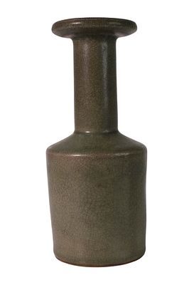 Chinese Celadon Crackle-Glazed Bottle Vase. Chinese porcelain bottle vase of tall cylindrical 