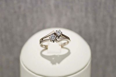 Brillantring. 14K white gold; 3.1g; 0.27ct diamonds (stamped); RG52