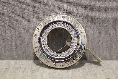 Brosche Spirit. round silver brooch 925 silver rhodium-plated; 12.3g with white glass stones;