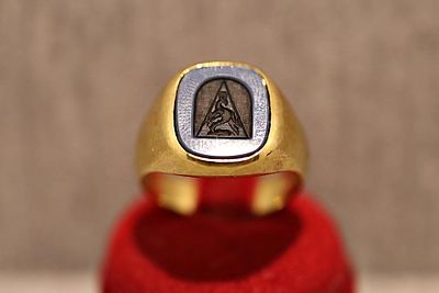 Wappenring 14 K Gelbgold. Men's ring with dragon crest in 14-carat yellow gold; 11.6g; handmade; 