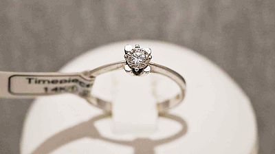 Brillantring. solitaire ring (engagement ring); 14k white gold; 0.25 ct brilliant; RG 54; 2.0g