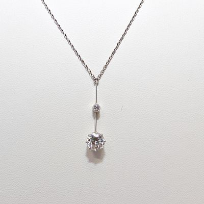 Collier Art D&eacute;co 14 Karat Wei&szlig;gold. HIGHLIGHT Art Deco approx. 1.0ct old-cut diamond, 14K white 