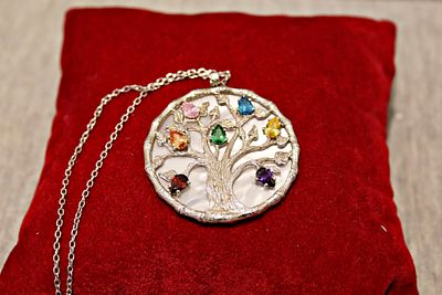 Silberkette mit Lebensbaumanh&auml;nger. Silver chain (925 silver, 58cm) with tree of life pendant 