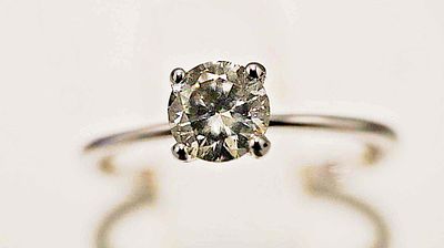 Brillantring. solitaire ring (engagement ring); 14k white gold; Natural fancy brilliant with 