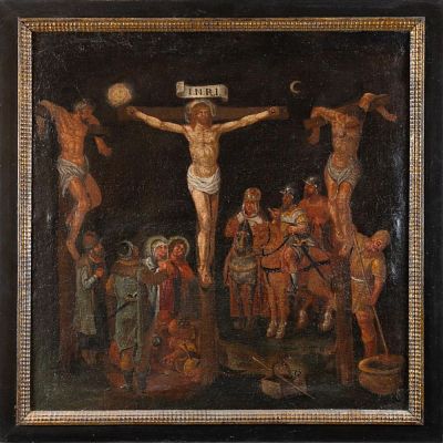 Die Kreuzigung Christi, Deutsche Schule, um 1700. Die Kreuzigung Christi Deutsche Schule, um