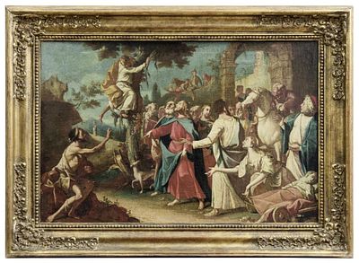 Jesus begegnet Zachäus, Venezianischer Meister des 18. Jh. Jesus begegnet Zachäus