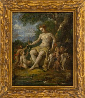 Diziani, Gasparo (Attrib.): Diana mit Amoretten und Jagdhund. Diziani, Gasparo (Attrib.) Diana