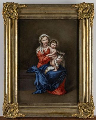 Porzellangemälde "Madonna mit Kind", 19. Jh. Porzellangemälde "Madonna mit Kind" 19. Jh.