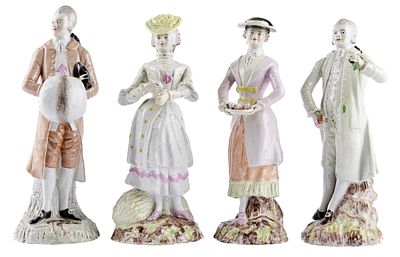 Vier Figuren aus einer Jahreszeitenallegorie, Wallendorf, um 1780/85. Vier Figuren aus einer