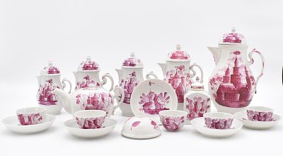 Kaffee- und Teeservice mit Purpurmalerei, Wallendorf, um 1780/85. Kaffee- und Teeservice mit