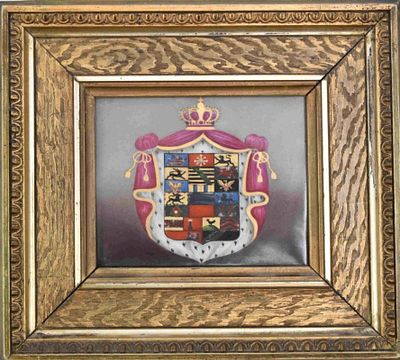 Bildplatte mit Wappen des Herzogtums Sachsen-Coburg, Deutschland, 19. Jh. Bildplatte mit Wappen 