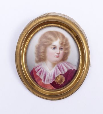 Miniatur "Roi de Rome", Um 1900. Miniatur "Roi de Rome" Um 1900 Ovales Portrait des kaiserlichen 