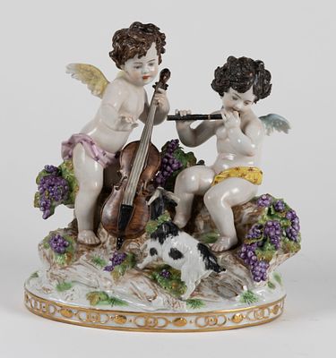 Musizierende Amoretten, Scheibe-Alsbach, Porzellanfabrik Kister - 19./20. Jh. Musizierende 