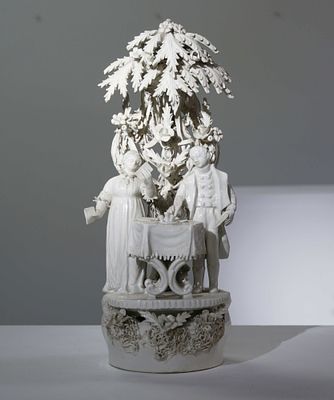 Paar an einem Tisch, Capodimonte, 1830-90. Paar an einem Tisch Capodimonte, 1830-90 Auf hohem 