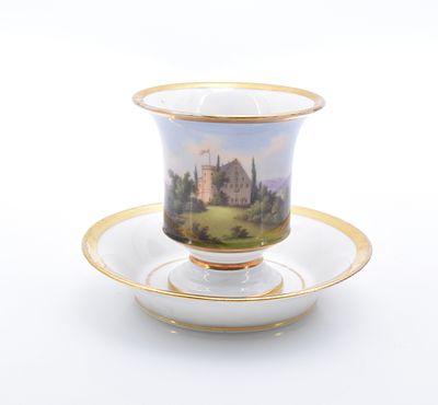 Ansichtentasse Schloss Rosenau bei Coburg, 1. H. 19. Jh. Ansichtentasse Schloss Rosenau bei 