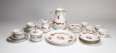 Kaffeeservice "Roter Drache" f&uuml;r 6 Personen, Meissen, 20. Jh. Kaffeeservice "Roter Drache" f&uuml;r 