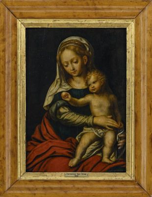 Cleve, Cornelis van (Attrib.): Sehr fein gemaltes Madonnenbildnis. Cleve, Cornelis van (Attrib.) 