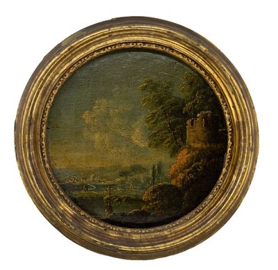 Kleines Landschaftstondo, Italien, 17. Jh. Kleines Landschaftstondo Italien, 17. Jh. 